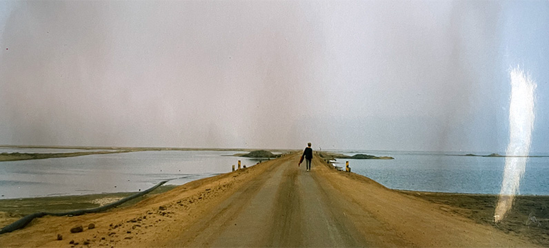 The road leading to Paalties, a wild and luxurious space for hibernating animals like jackals, hyenas, seals and wild buck at times. The road is between the lagoon and salt mine.